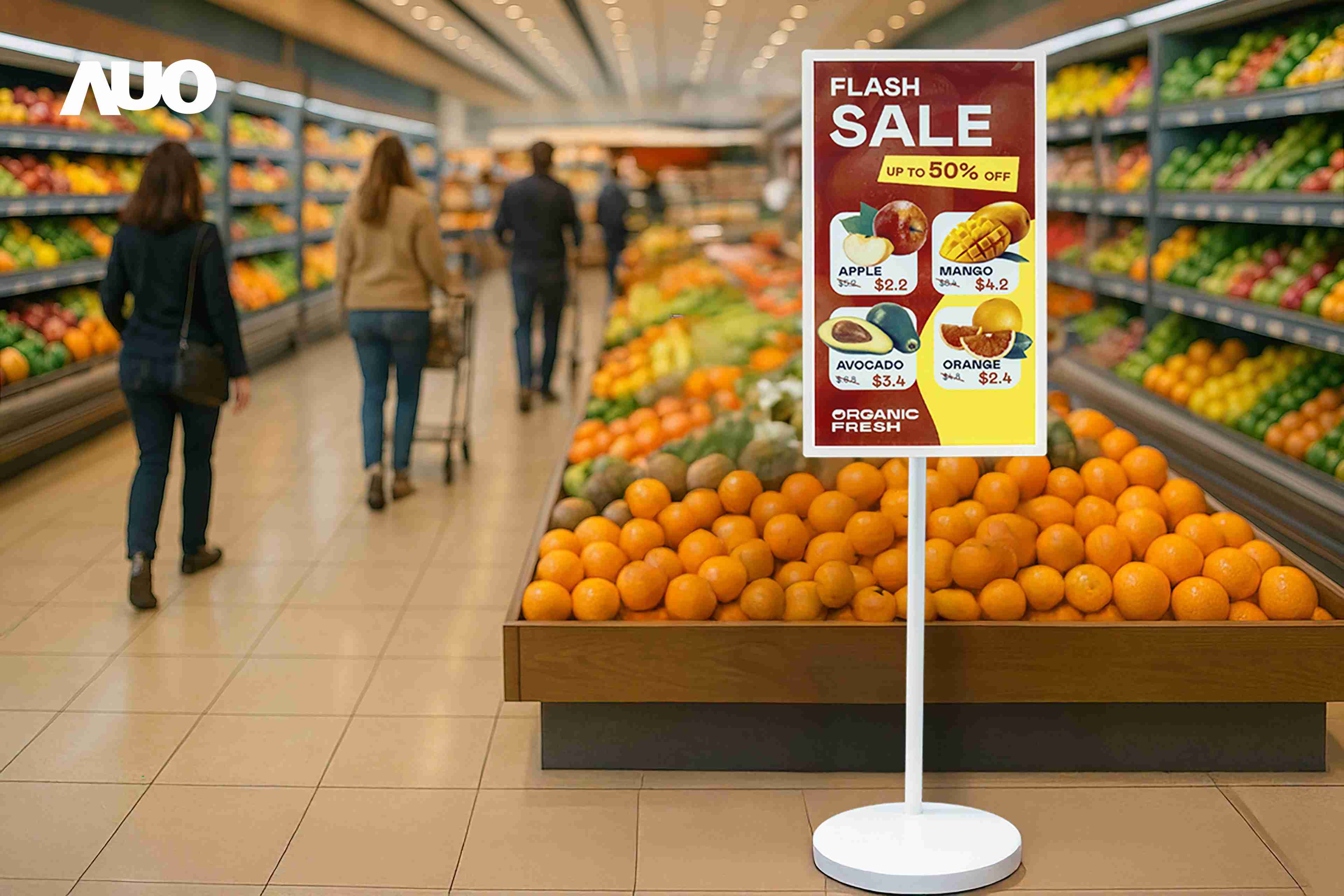 达擎首亮相低功耗、、全彩的〝aecoPost电子纸解决方案〞，，仅在更新画面时需要微量的电力驱动，，，无需布建电线的便捷设计，，，使其可灵活应用、、、随意置放，，，并可透过云端或行动装置app，，，轻松管理及排程广告内容，，，，晋升店头营销利器。。。